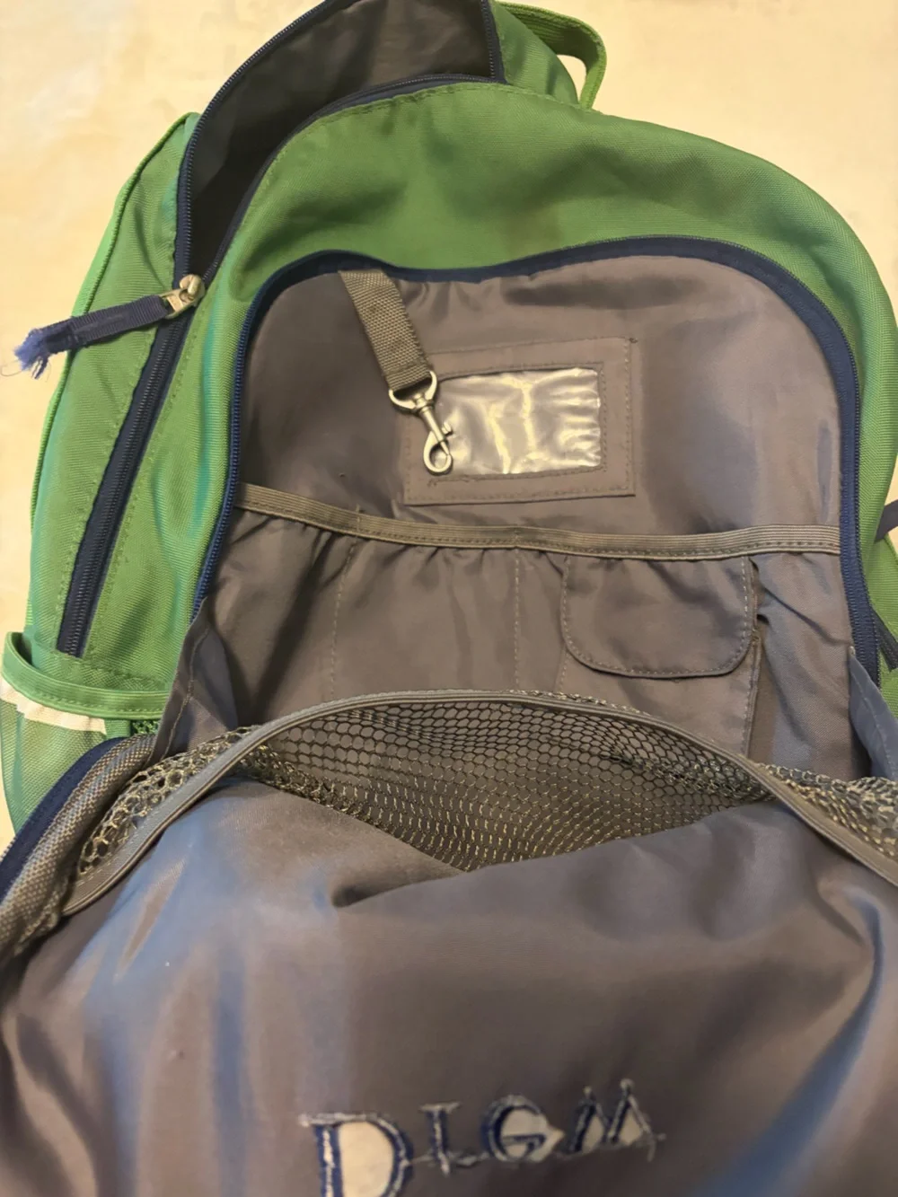 Pottery Barn Kids Green & White Striped Backpack - Drew